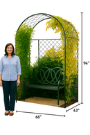 Garden arch height 231 cm shown beside 6-ft adult for scale