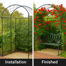  Garden arch installation before and after with bench and climbing plants