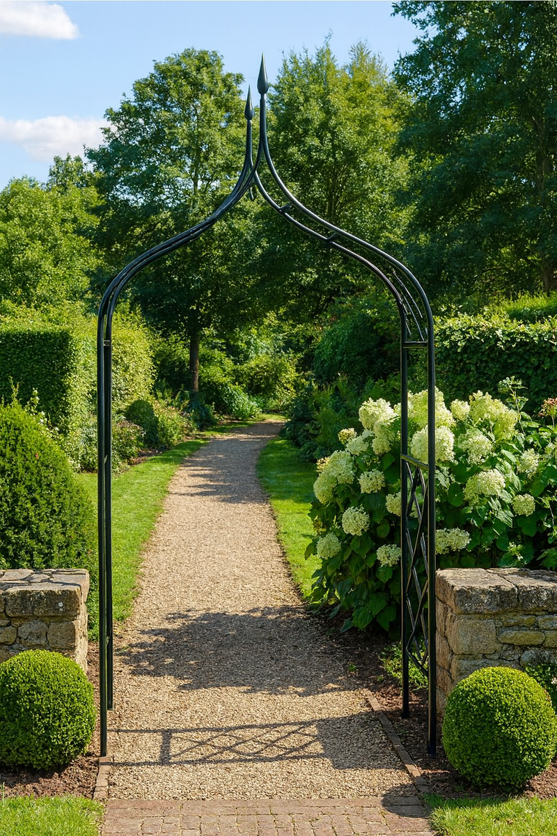 Gothic Gloss Black Steel Garden Arch – 1.8m × 2.7m (Classic Extra)  1