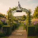 Gothic Pergola – Gloss Black Steel Garden Walkway Arch 1