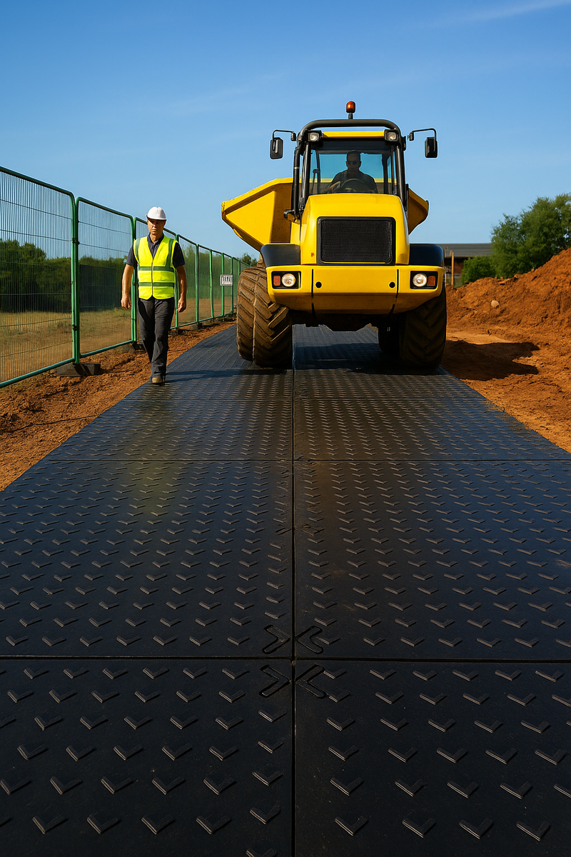 Heavy Duty Ground Protection Mat | TerraLock™ 50-Tonne Load Mat – 2400 x 1200 x 15 mm HDPE