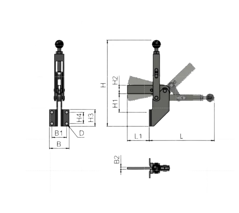 High speed adjustable front mounting toggle clamp