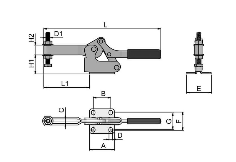 Horizontal Toggle Clamp – Adjustable Spindle For Industrial Use