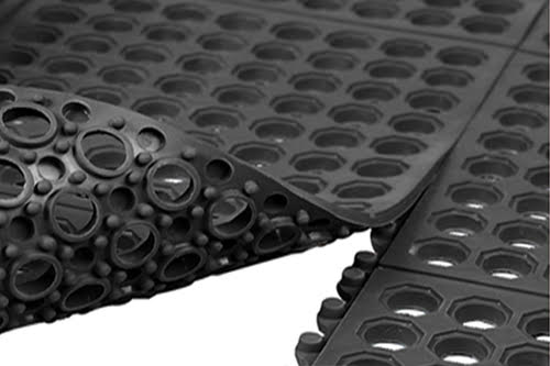 Non Slip Heavy Duty Rubber Link Mats with Drainage Holes - Rubber Co