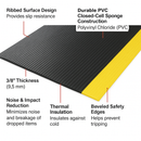 Anti-Fatigue Noise Reducing Mat – Durable PVC Foam, Non-Slip, Cushioned Support for Workstations, Garages with Yellow Safety Borders