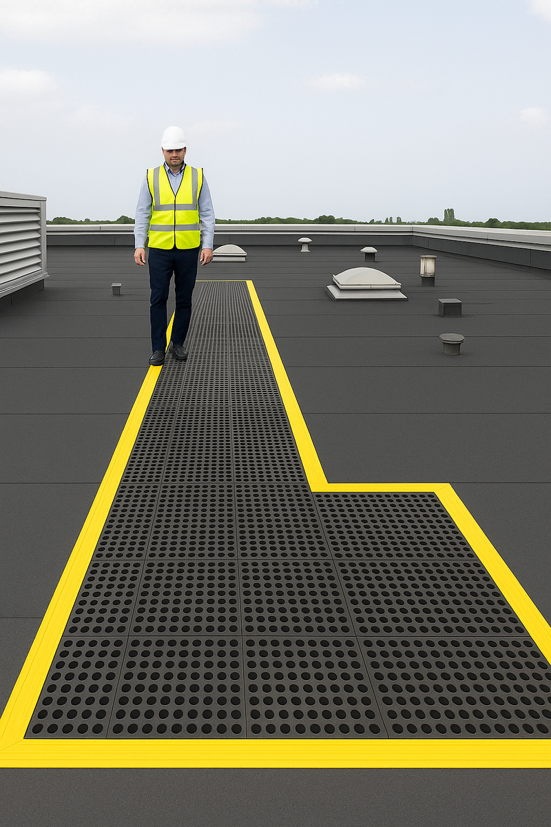 Interlocking Non-Slip Roof Matting – Self-Draining, Heavy-Duty Walkway Safety Mat for Roof Access & Maintenance