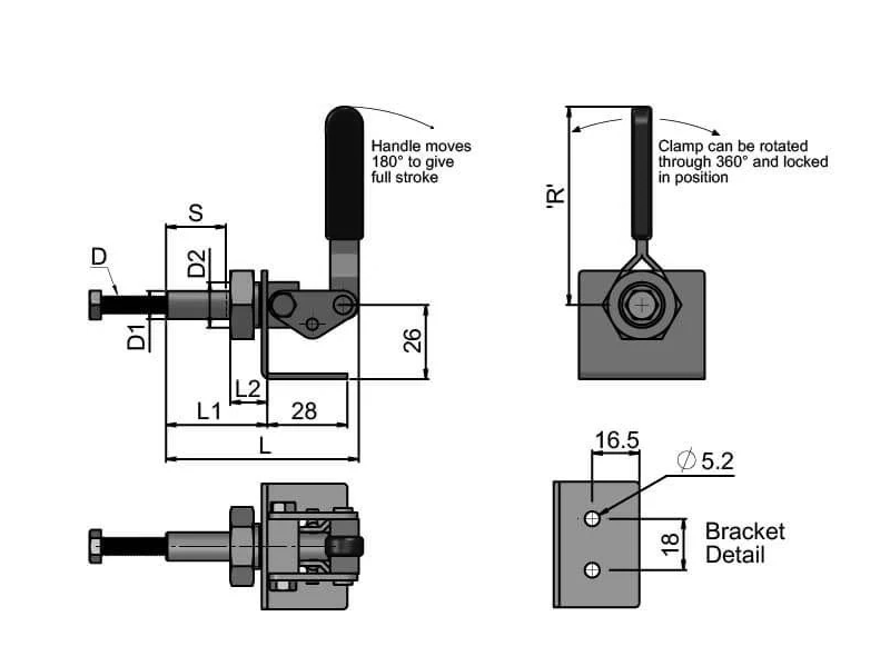 Push-Pull Toggle Clamp – Light Duty | Short Stroke & Flange Base