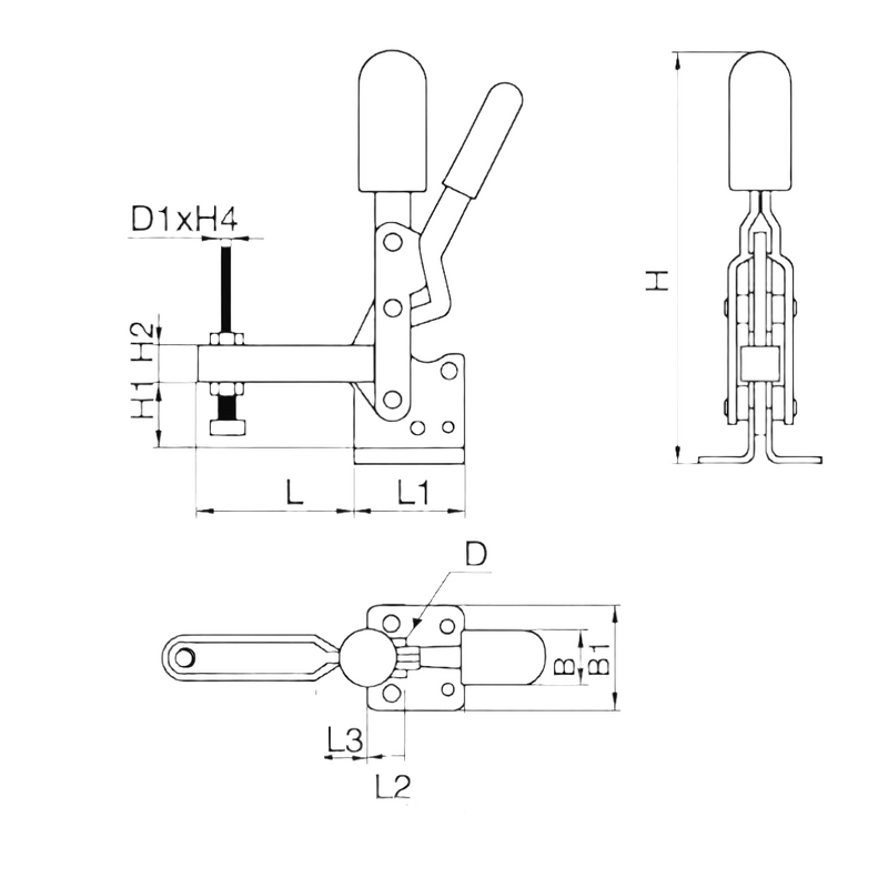 Locking Toggle Clamp – Vertical Base With Adjustable Spindle