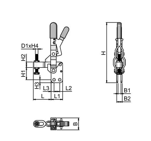 Locking Vertical Toggle Clamp – Adjustable Spindle For Welding Jigs