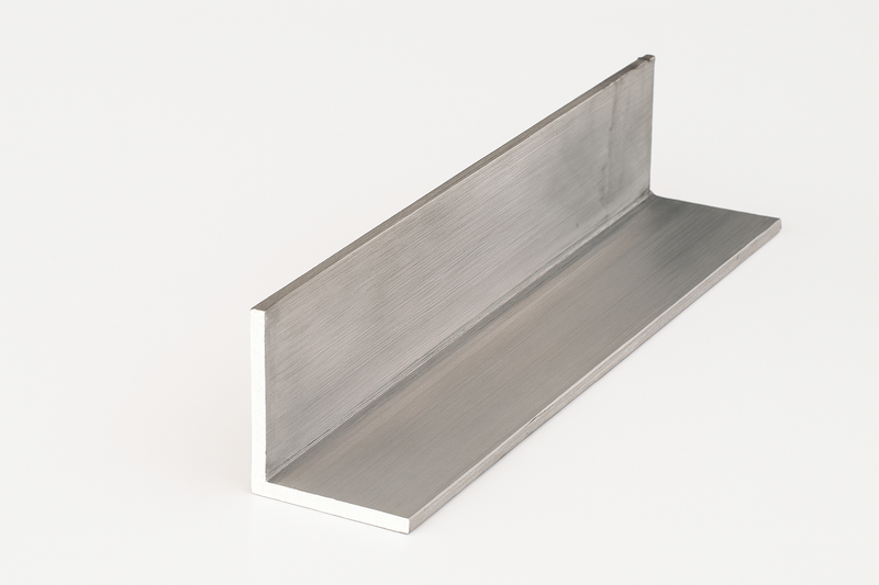 Aluminium angle L-profile, brushed finish.