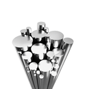 Bundle of polished stainless steel round bars in various diameters