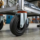 125mm Pressed Steel Swivel Castor with Black Rubber on Polypropylene Wheel - 110kg Load Capacity