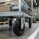 100mm Pressed Steel Swivel Castor with Black Rubber on Polypropylene Wheel - 75kg Load Capacity