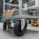 80mm Pressed Steel Swivel Castor with Black Rubber on Polypropylene Wheel - 60kg Load Capacity