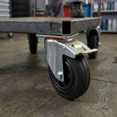 125mm Pressed Steel Swivel Castor, Black Rubber on Polypropylene Wheel, Directional Brake - 110kg Load