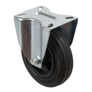Pressed Steel Fixed Castors with Black Polypropylene Wheel