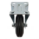 Pressed Steel Fixed Castors with Black Rubber Wheel