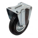 Pressed Steel Fixed Castors with Black Rubber Wheel