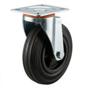 Pressed Steel Swivel Castors with Black Polypropylene Wheel