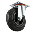 Pressed Steel Swivel Castors with Black Polypropylene Wheel