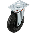 Pressed Steel Swivel Castors with Black Polypropylene Wheel
