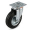 100mm Pressed Steel Swivel Castor Wheel - Black Rubber & 4-Hole Plate - 75kg Load Capacity