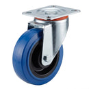 Pressed Steel Swivel Castors with Blue Polyamide Rubber Wheel