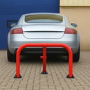 Red Fold-Down Hoop Barrier with Integral Lock 1