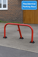 Red Fold-Down Hoop Barrier with Integral Lock 2