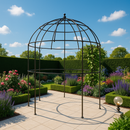 Round Arbour – Matt Black Galvanised Steel Garden Arbour 3