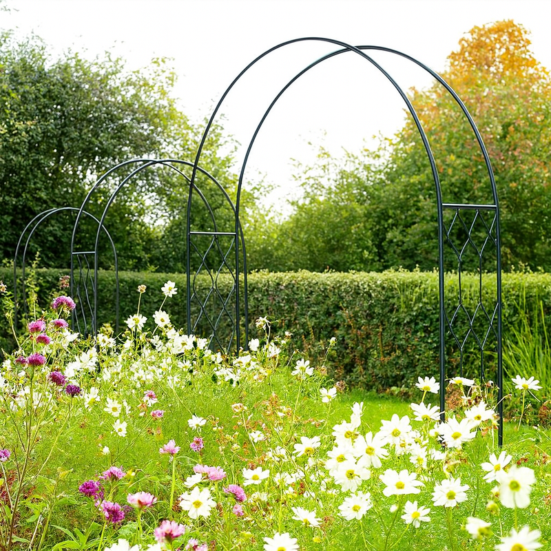 Round Garden Arch – Landscape 3.6m × 3.0m (Matt Black)3