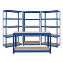 Industrial Grade 3x Shelving Units With 1x Workbench For Storage Solution