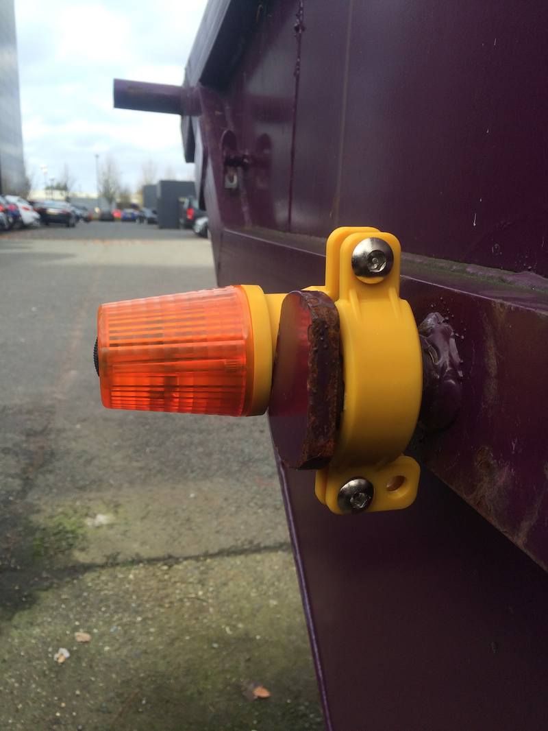 LED Site Safety Lamp – Side Mount, IP54, Flashing / Steady Modes (White / Amber / Red Lens Options)
