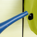 Watering growbag through side inlet with blue can.