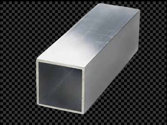 Metallic square hollow tube on transparent background.