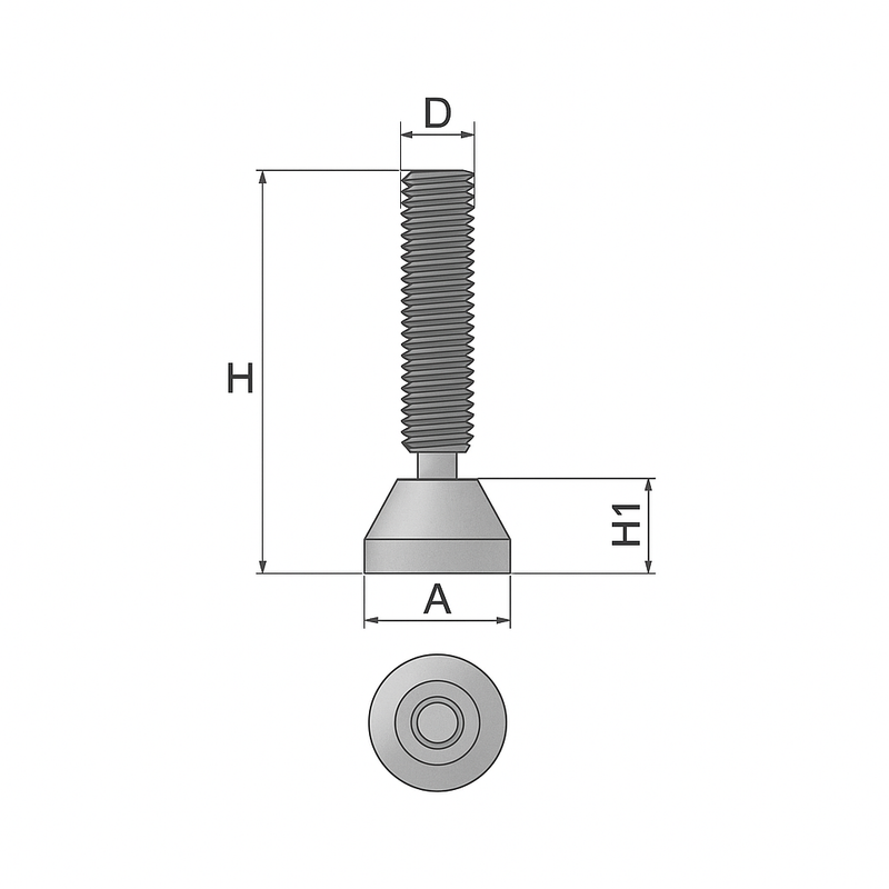 Swivel End Adjustable Base Spindle – Steel Construction