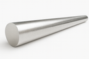 Shiny tapered aluminium rod on white background.