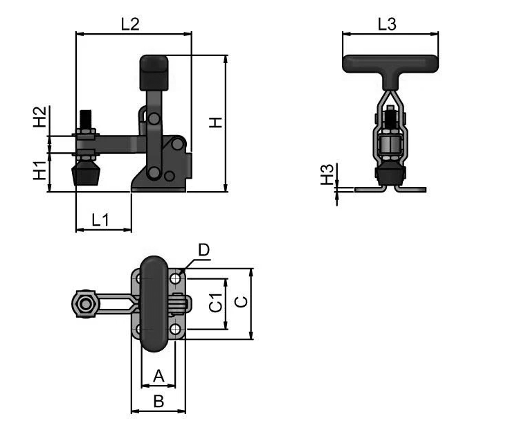 T-Handle Vertical Toggle Clamp – Adjustable Spindle | Secure Hold Clamp