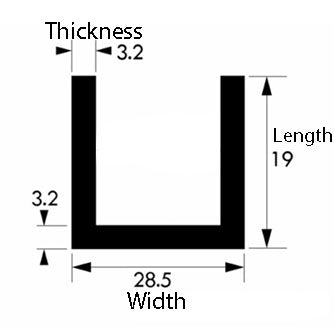 Premium 6082-T6 Aluminium U-Channel 28.5mm × 19mm × 3.2 mm — Heavy-Duty Yet Lightweight, Corrosion-Resistant Extrusion for Structural & Fabrication Use