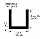 Durable 12.7mm x 12.7mm x 1.6mm Aluminium U-Channel - Perfect for Fabrication and Construction