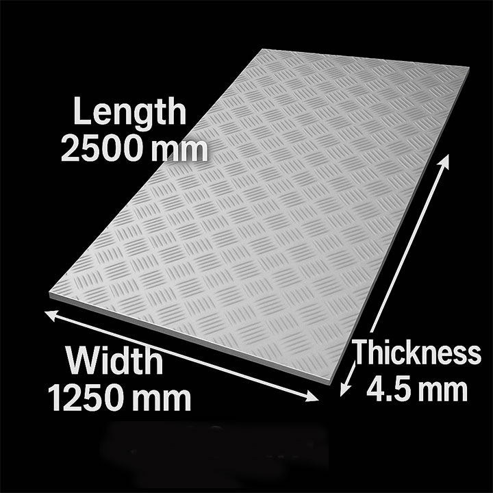 2500mm x 1250mm x 4.5mm Aluminium Five Bar Treadplate – Heavy-Duty, Anti-Slip & Weatherproof