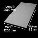 Aluminium Checker Plate / Five Bar Treadplate - 2500mm x 1250mm x 1.5mm