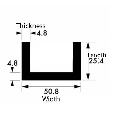 Premium-Finish Brushed & Polished Aluminium Channel – 50.8mm x 25.4mm x 4.8mm (2" x 1" x 3/16") – Sturdy Aluminum Angle Section, High-Strength Architectural Metal Bar for DIY, Fabrication, Construction & Decorative Design
