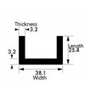 Industrial-Strength Brushed & Polished Aluminium Channel – 38.1mm x 25.4mm x 3.2mm (1 1/2" x 1" x 1/8") – Premium Heavy-Duty Aluminum Angle Bar, Durable Architectural Metal Trim for DIY, Fabrication, Construction & Decorative Projects