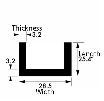 High-Strength Aluminium U-Channel – 28.5mm × 25.4mm × 3.2mm | Durable, Lightweight Profile for Structural, Industrial & Fabrication Projects