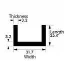 Durable Aluminium Channel – 31.7mm x 25.4mm x 3.2mm Ideal for Custom Fabrication and Projects