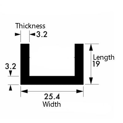 Brushed & Polished Aluminium Channel 25.4mm × 19mm × 3.2mm (1" × ¾" × 1/8") – 6063-T6 Satin Finish U-Section, Strong, Durable, Lightweight & Rust-Resistant Metal Profile for Frames, Furniture, Edging & DIY Projects