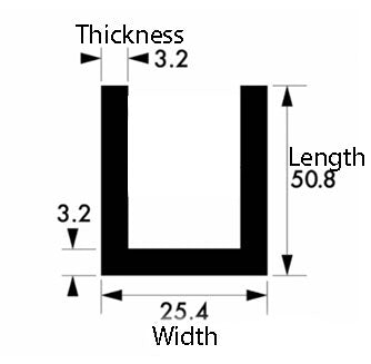 Aluminium Channel 25.4mm x 50.8mm x 3.2mm – 6063T6, Durable & High-Strength Extrusion