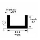 High-Grade Brushed & Polished Aluminium Channel 25.4mm × 12.7mm × 3.2mm (1" × ½" × 1/8") – 6063-T6 Satin Alloy U-Section, Strong, Lightweight, Corrosion-Resistant Metal Profile for Furniture, Frames, Edging & DIY Applications