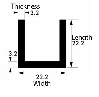 Premium Aluminium Channel 22.2mm x 22.2mm x 3.2mm – Strong, Lightweight U Profile for DIY, Construction & Fabrication Projects